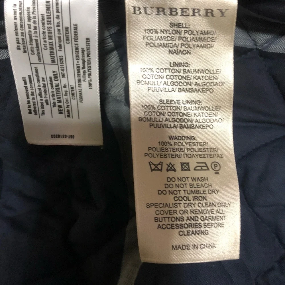 Burberry Womens Quilted Black Moto Jacket, size 12